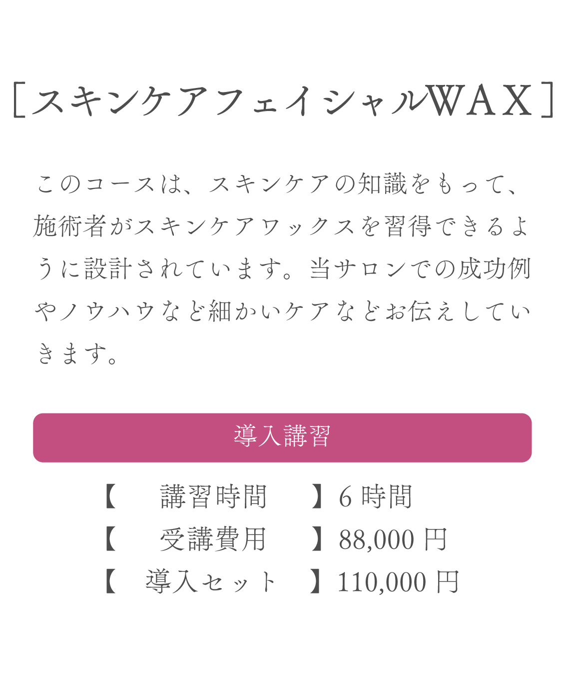 スキンケアフェイシャルWAX